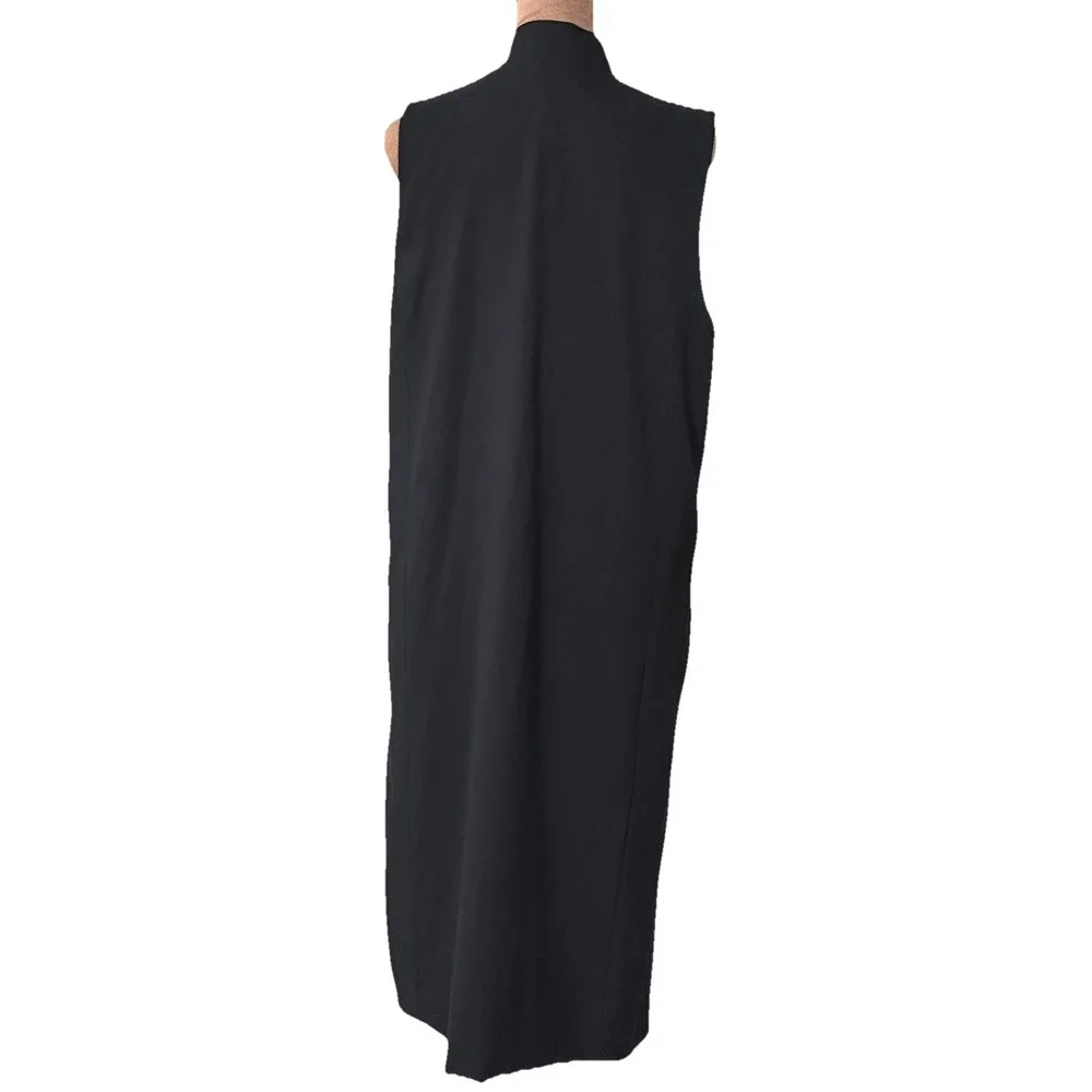 Elk Long Coatigan Vest Womens S/M Tailored Black Sleeveless Lined Asymmetrical - Picture 7 of 14